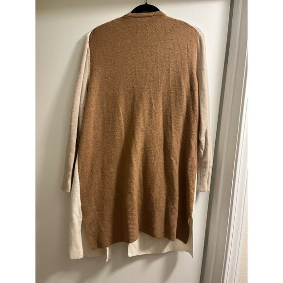 Madewell Kent Colorblock Sweater Tan Cream Cardigan Sz M - Picture 6 of 6